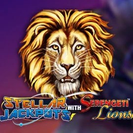 Stellar Jackpots with Serengeti Lions slot logo by Lightning Box Game at Maria Casino